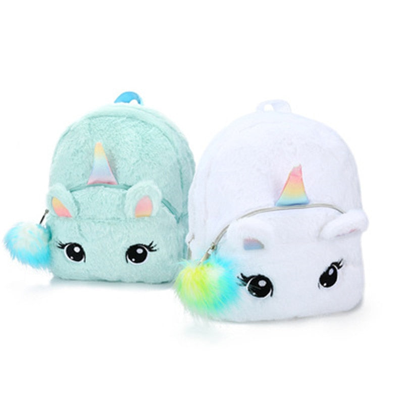 Cartoon baby Unicorn Mini Plush Backpack School Bag for Girls
