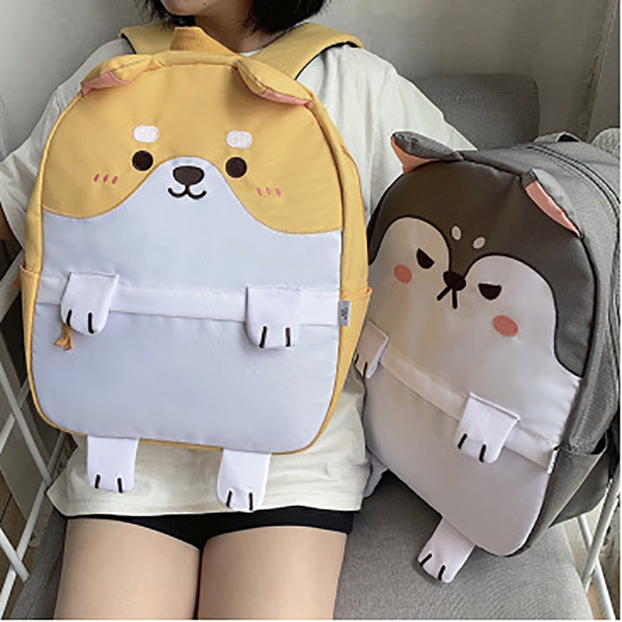 Cute Cartoon Dog Shiba Inu and Husky Oxford Backpack Bookbag