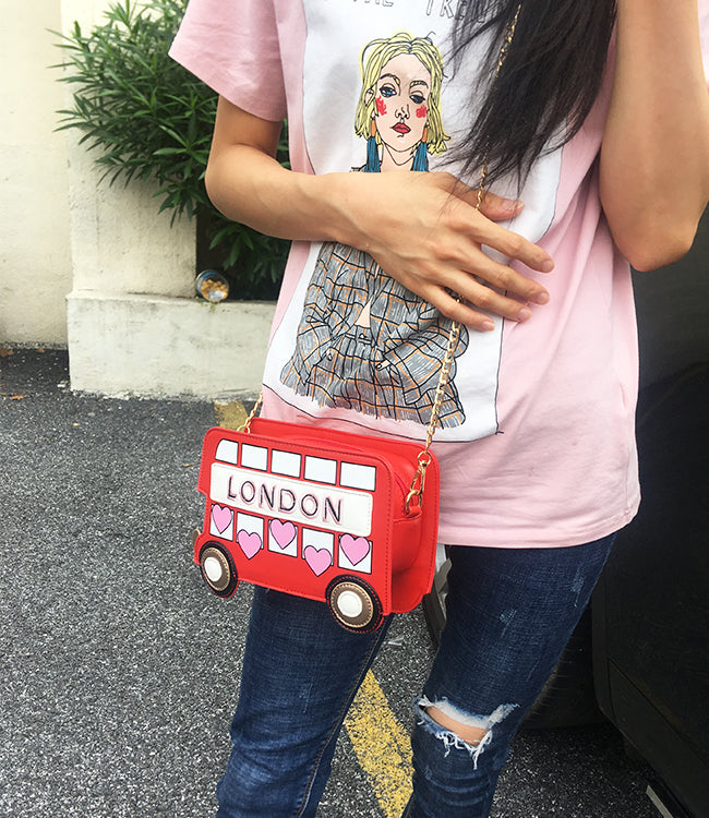 Cute Sightseeing London Bus Mini Purse Shoulder Bag Handbag