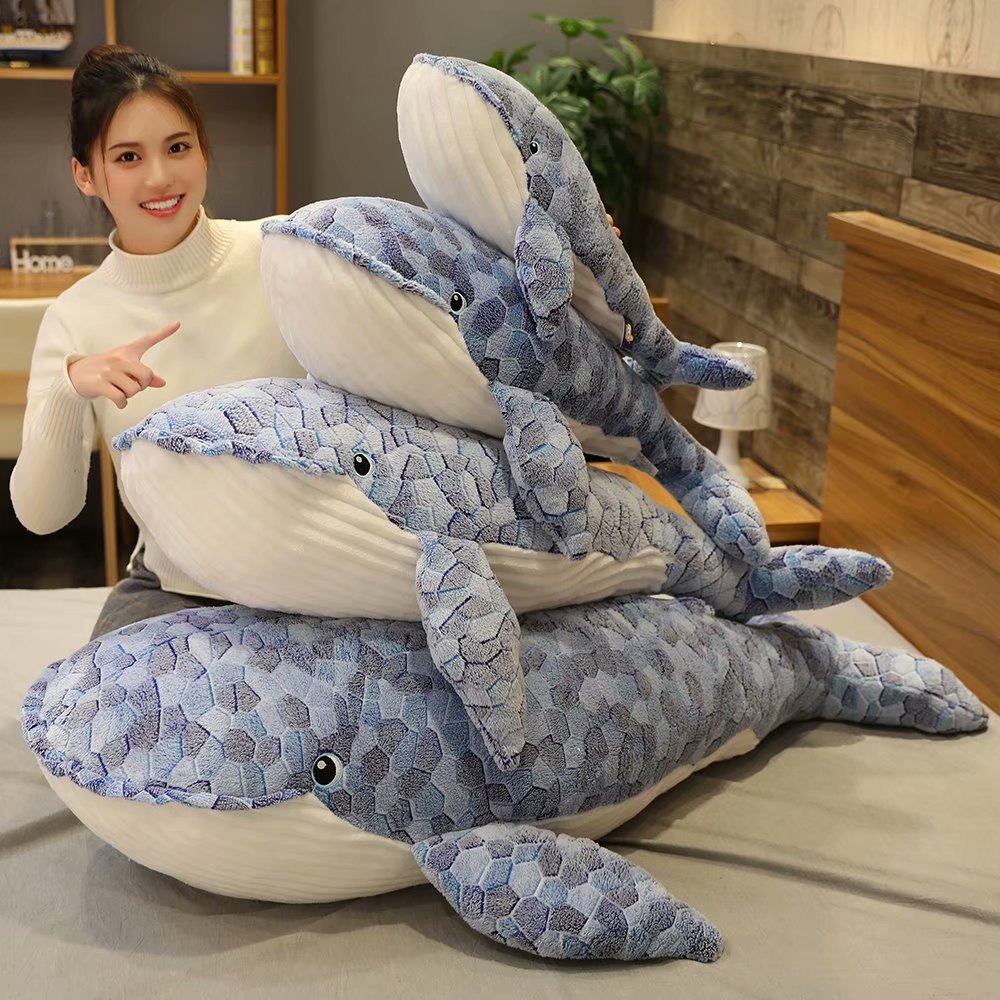 Blue Whale Large Size Huggable Plush Toy Stuffed Toy Pillow Doll