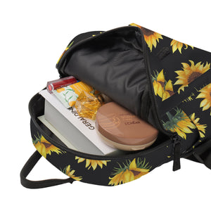 Cute Sunflower Printing Mini Black Backpack School Backpack For Girls