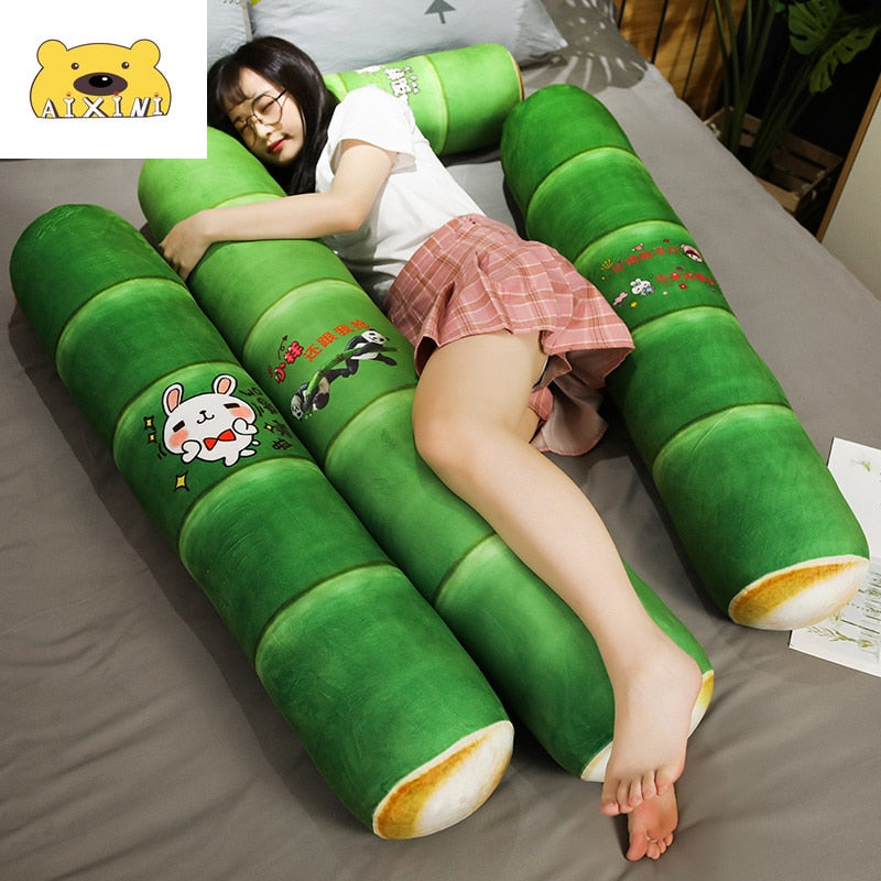 Green Bamboo Leaf Panda Plush Stuffed Long Sleep Pillow Doll Gift