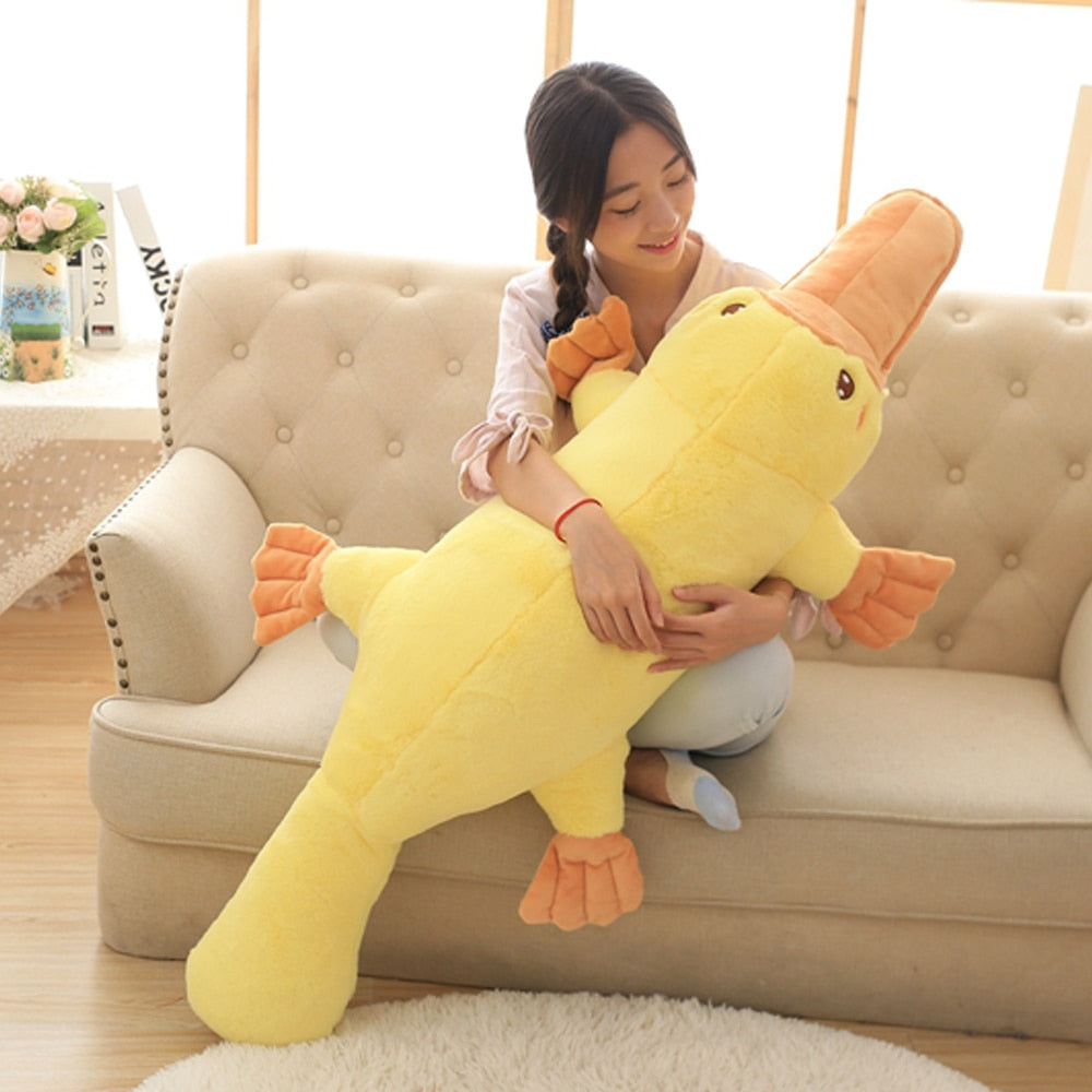 Cute Lying Yellow Platypus Large Size Stuffed Plush Doll Pillow Toy