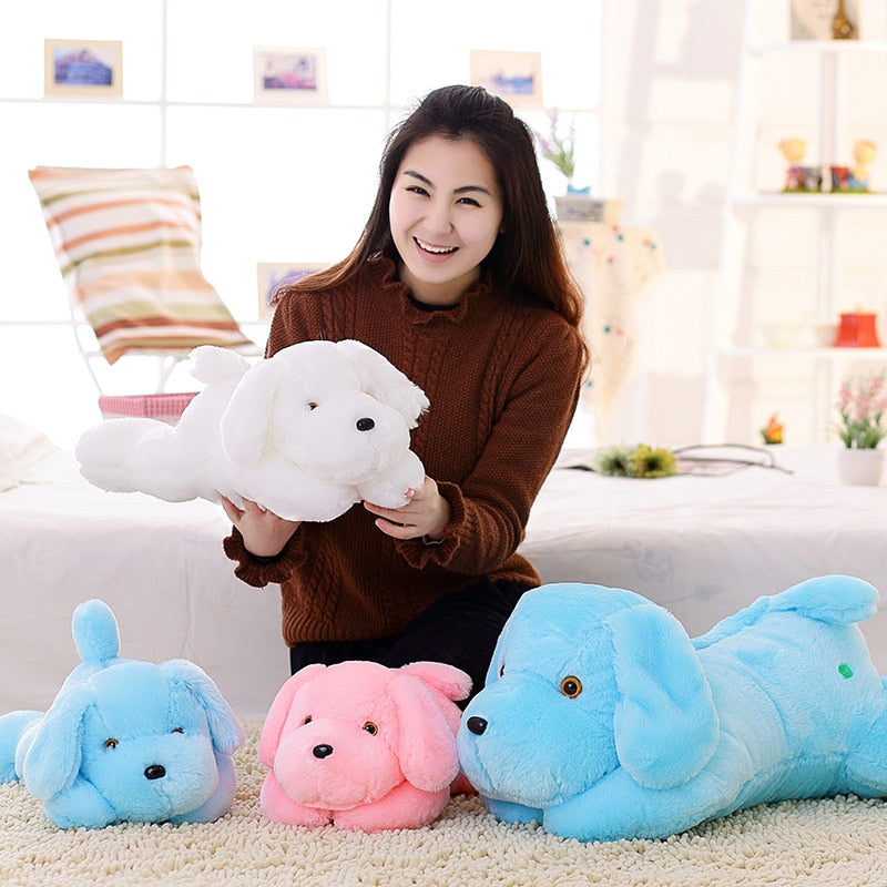 Lovely Lying Puppy Dog LED Glowing Light Soft Plush Stuffed Pillow Doll