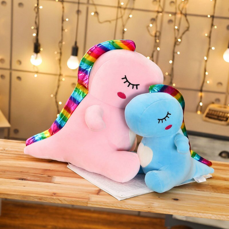Lovely Rainbow Dinosaur Plush Stuffed Toy Doll
