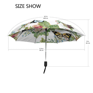 Vintage Butterfly Rose Flower Automatic Umbrella
