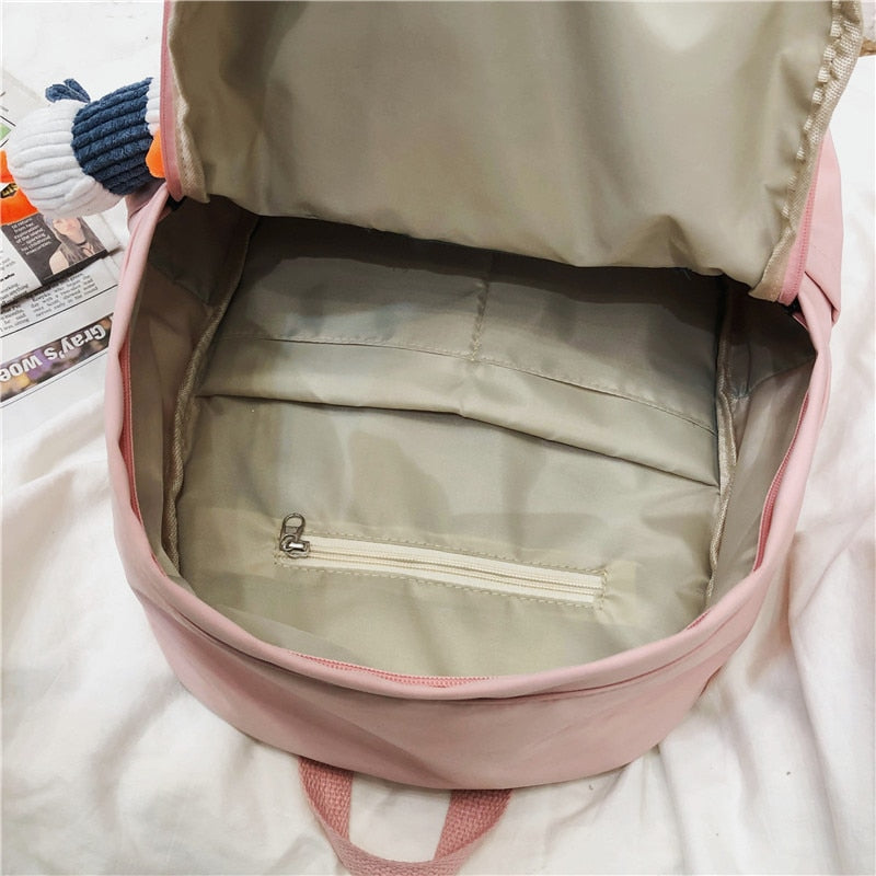 Cute Two-Tone Duck Doll Waterproof Nylon Multipockets Backpack School Bag
