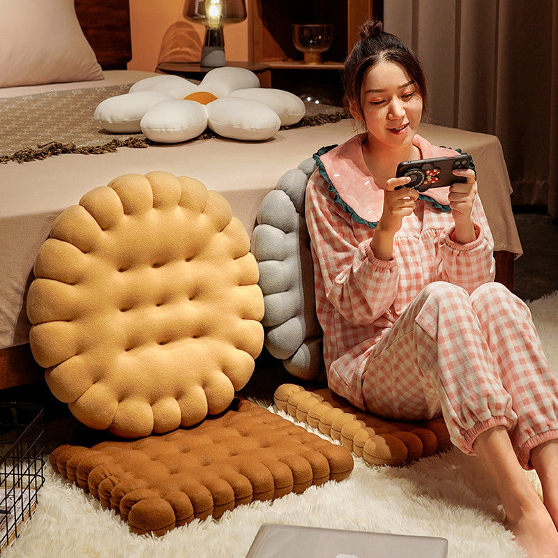 Biscuit Cookie Stuffed Plush Doll Pillow Cushion Chair Seat Pad