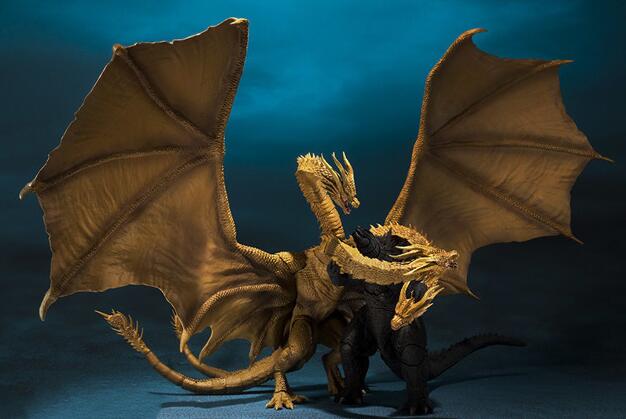 Gojira 3 Heads Golden Dragon King PVC Action Figure Collectible Model Toys