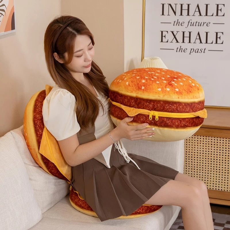Cheese Burger Hamburger Stuffed Plush Throw Pillows Cushion Doll
