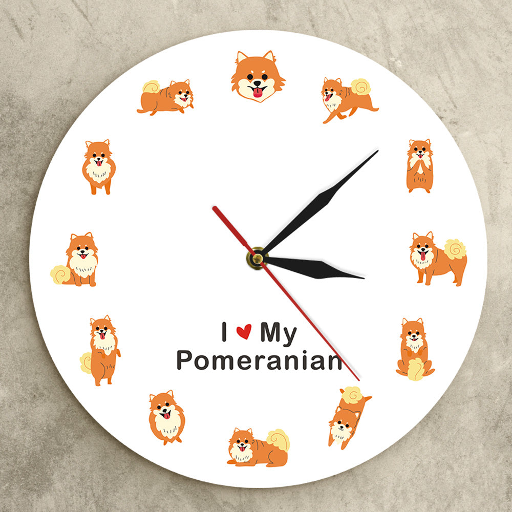 Cartoon Pomeranian Dog Wall Clock