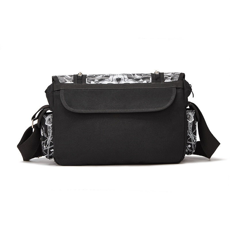 Gothic Sugar Skulls Roses Black & White Shoulder Bag