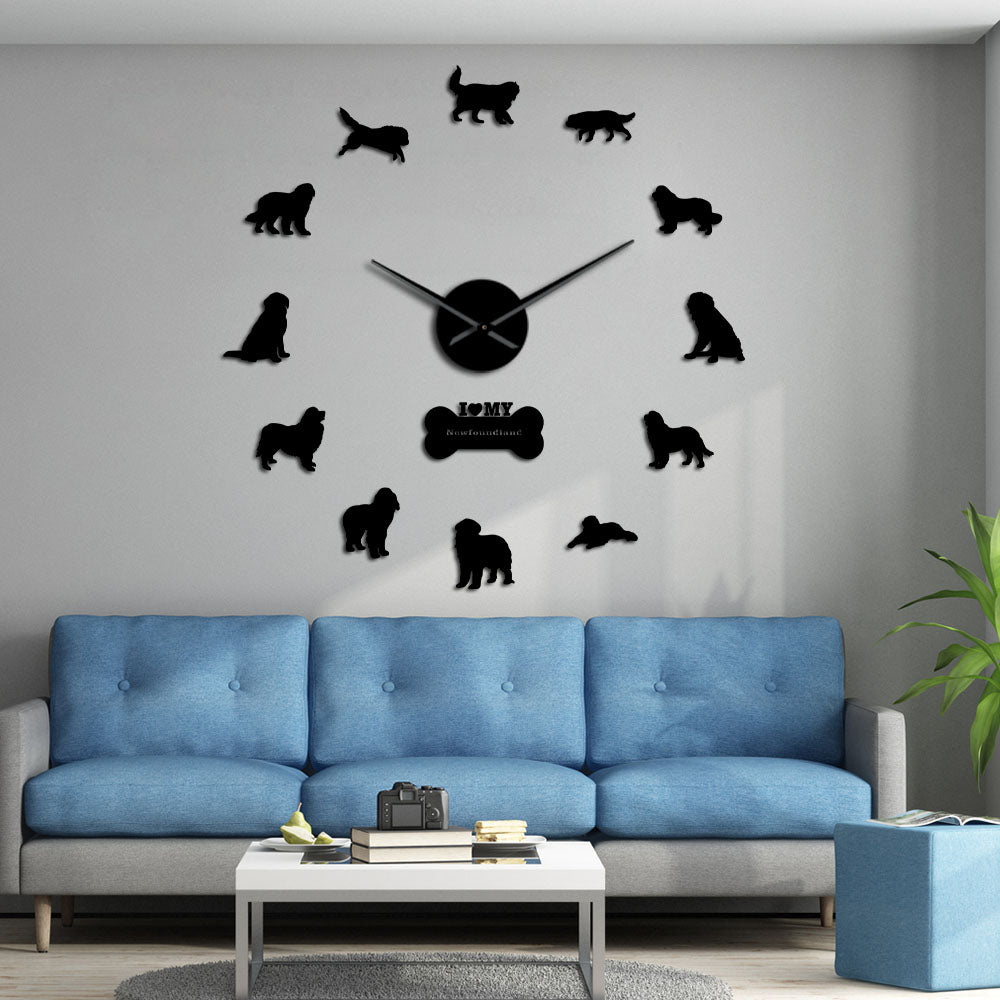 Newfoundland Dog Large Frameless DIY Wall Clock