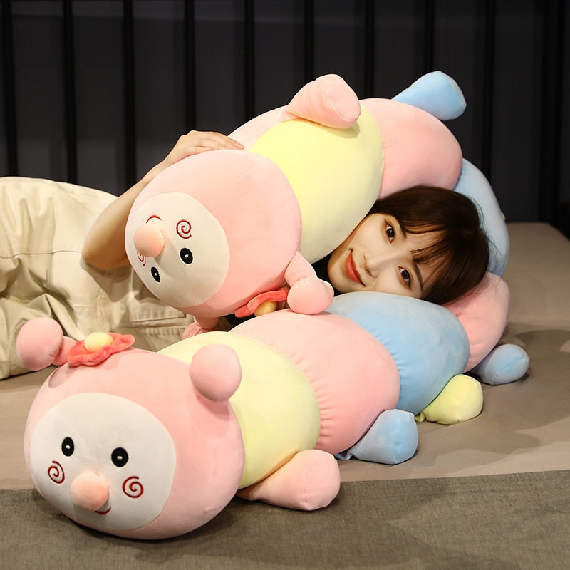 Cute Colorful Double-Headed Caterpillar Large Size Stuffed Plush Pillow Doll
