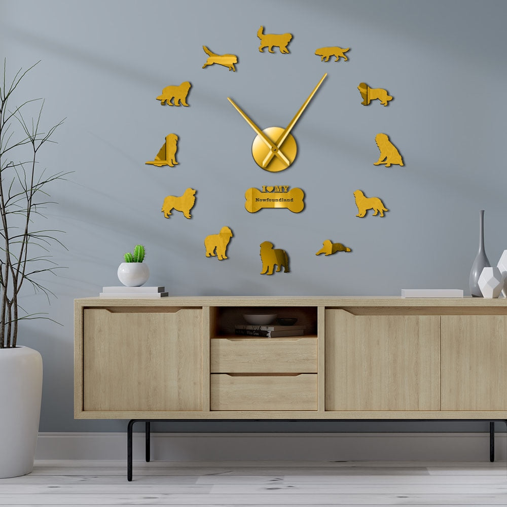 Newfoundland Dog Large Frameless DIY Wall Clock