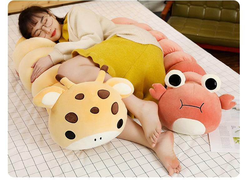 Colorful Animal Transsform Caterpillar Plush Stuffed Pillow Cushion Doll