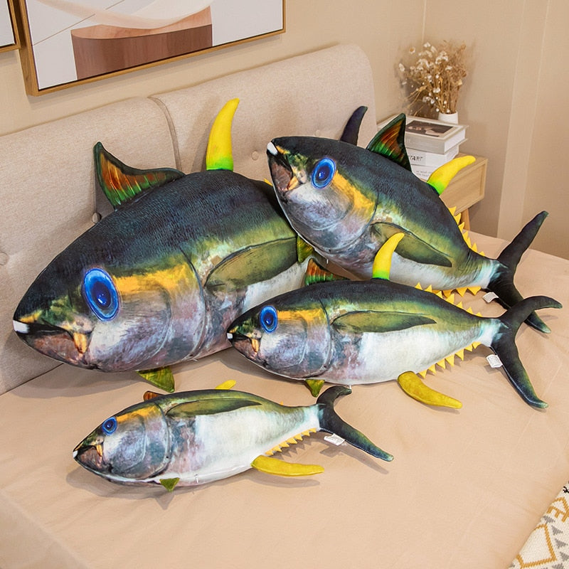 Lifelike Simulation Tuna Fish Yellow Fin Stuffed Plush Sofa Pillow Cushion Doll