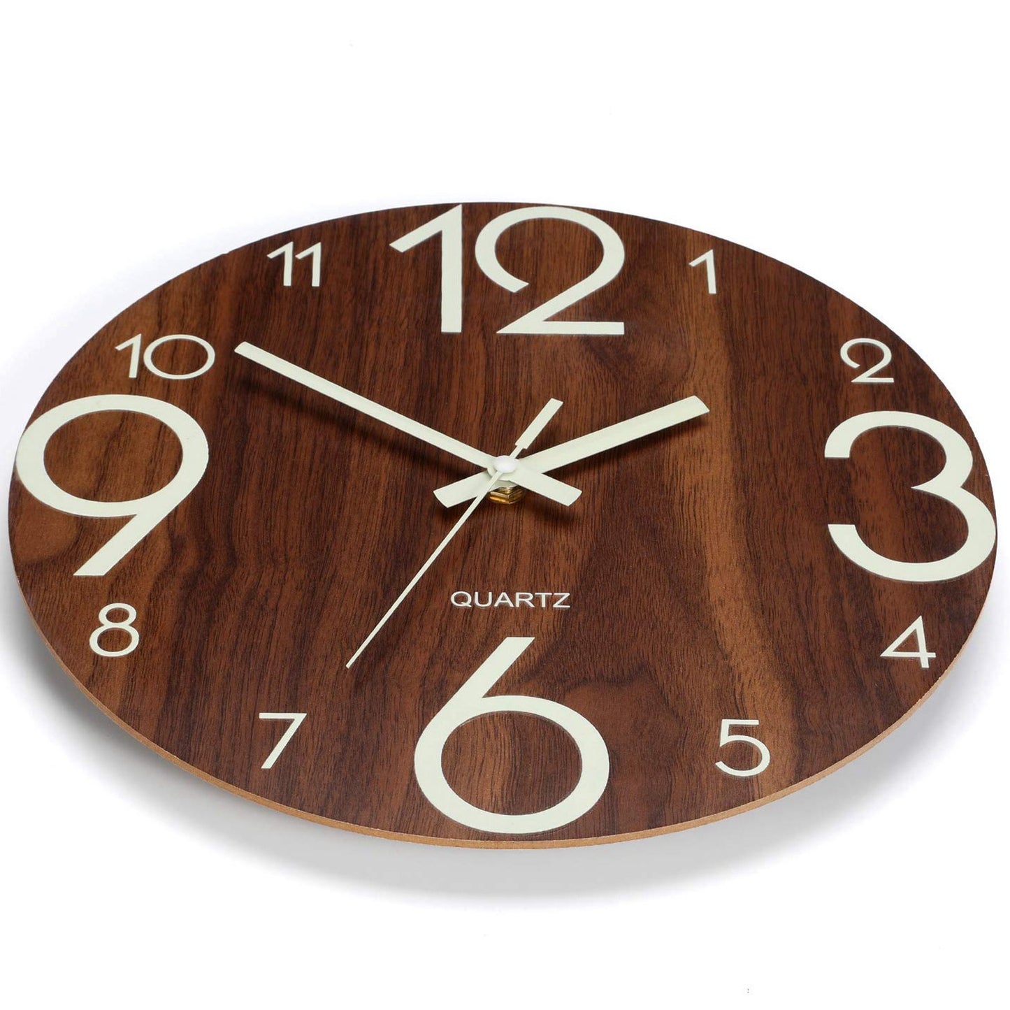 Minimal Luminous Glow in the Dark Wooden Large Number Wall Clock