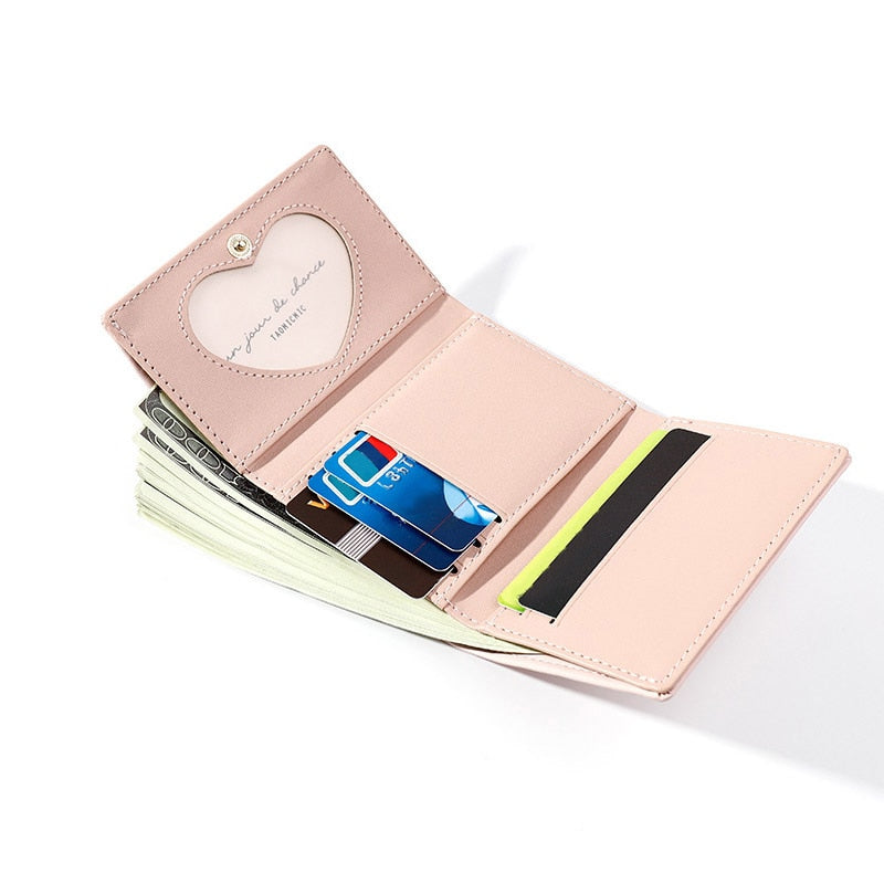 Cartoon Piglet Face Trifold Leather Purse Short Wallet for Girls