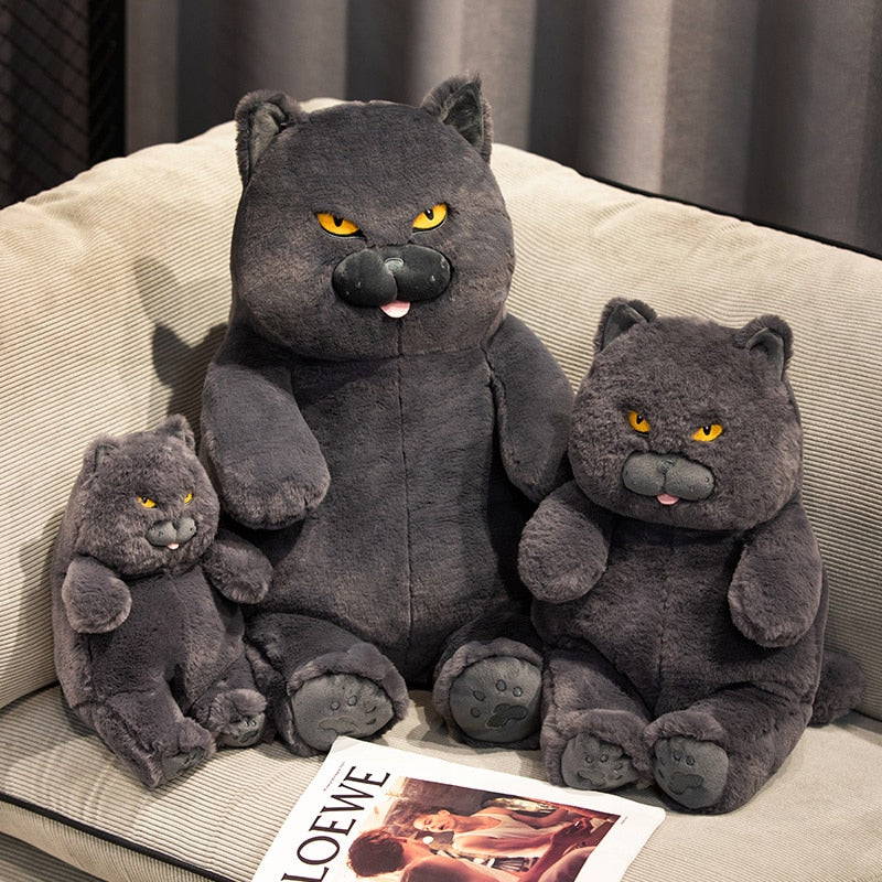 Cartoon Fat Angry Black Cat Soft Plush Stuffed Doll Toy