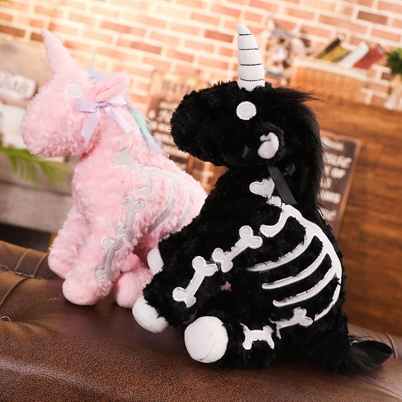 Nightmare Skeleton Unicorn Doll Soft Plush Stuffed Shoulder Bag