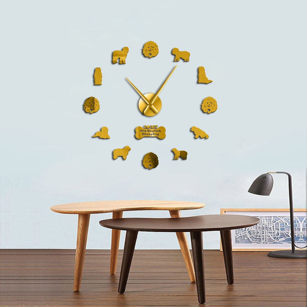 Old English Sheepdog Large Frameless DIY Wall Clock