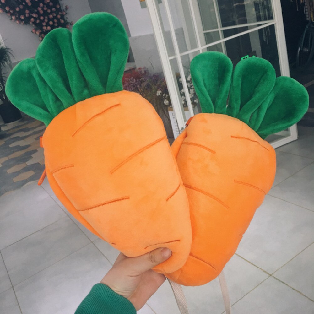 Cute Carrot Stuffed Plush Shoulder Bag for Children