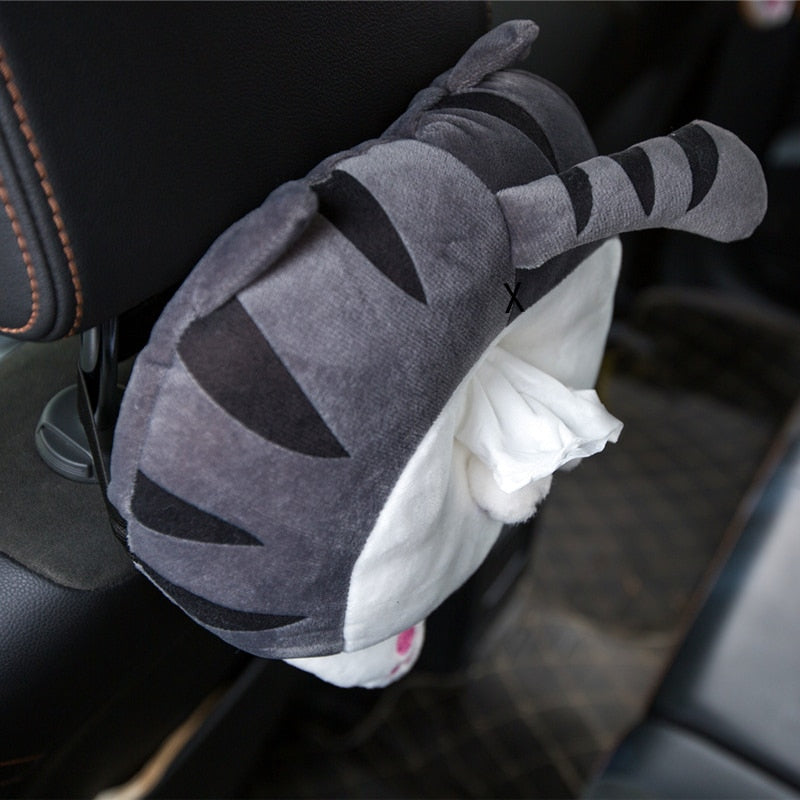 Cute Dog Cat Butt Plush Stuffed Cat Tissue Box with Strap
