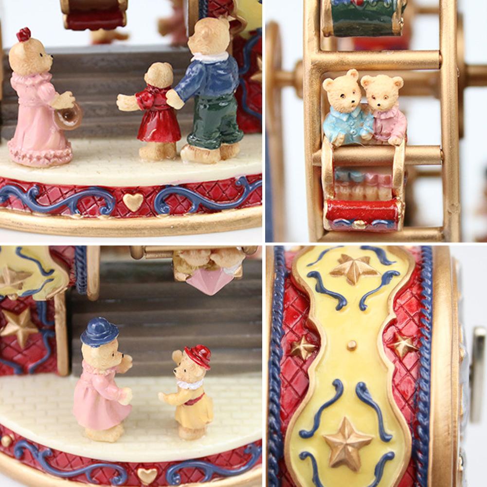 Rotating Ferris Wheel Resin Rotating Music Box Bear Music Box Christmas Gift Decoration
