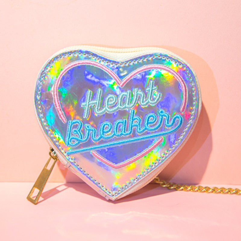 Chic Heart Shape Laser Hologram Wallet Coin Purse