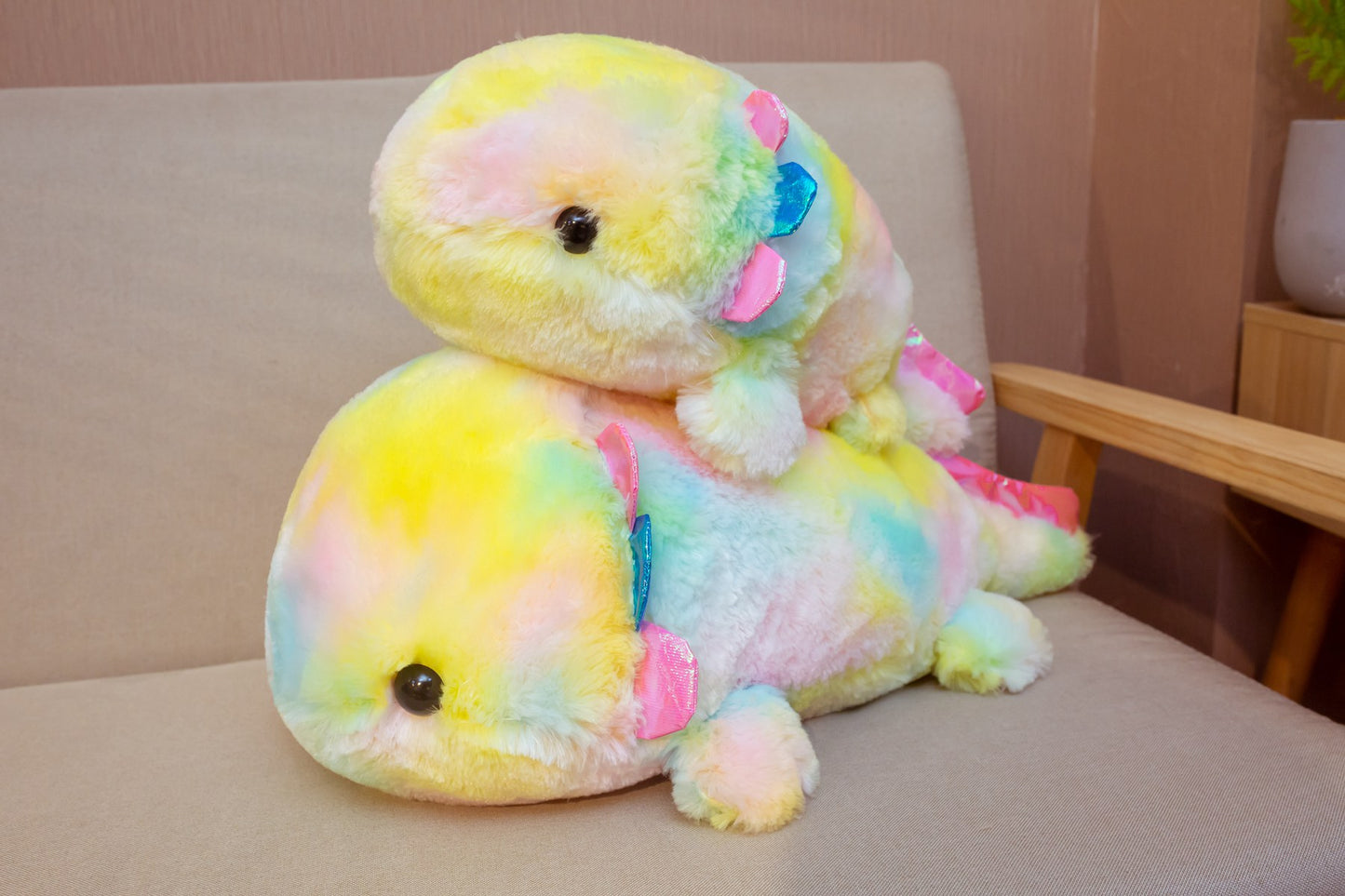 Rainbow Colour Axolotl Fish Cynops Dinosaur Stuffed Plushie Doll