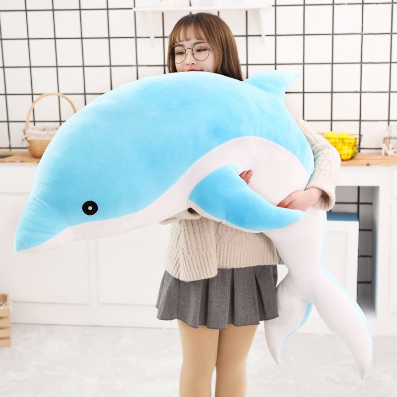 Cute Cartoon Dolphin Large Size Soft Plush Stuffed Pillow Doll