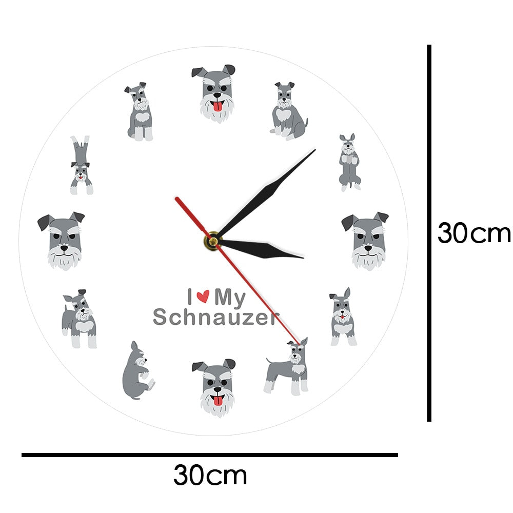 Cartoon I Love Schauzer Wall Clock Watch
