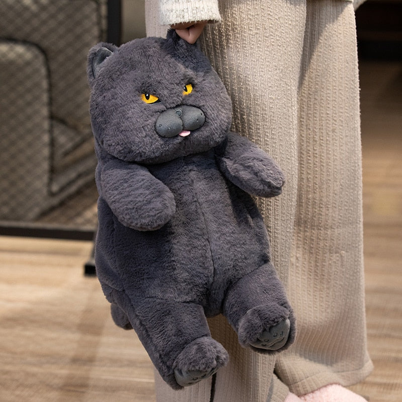 Cartoon Fat Angry Black Cat Soft Plush Stuffed Doll Toy
