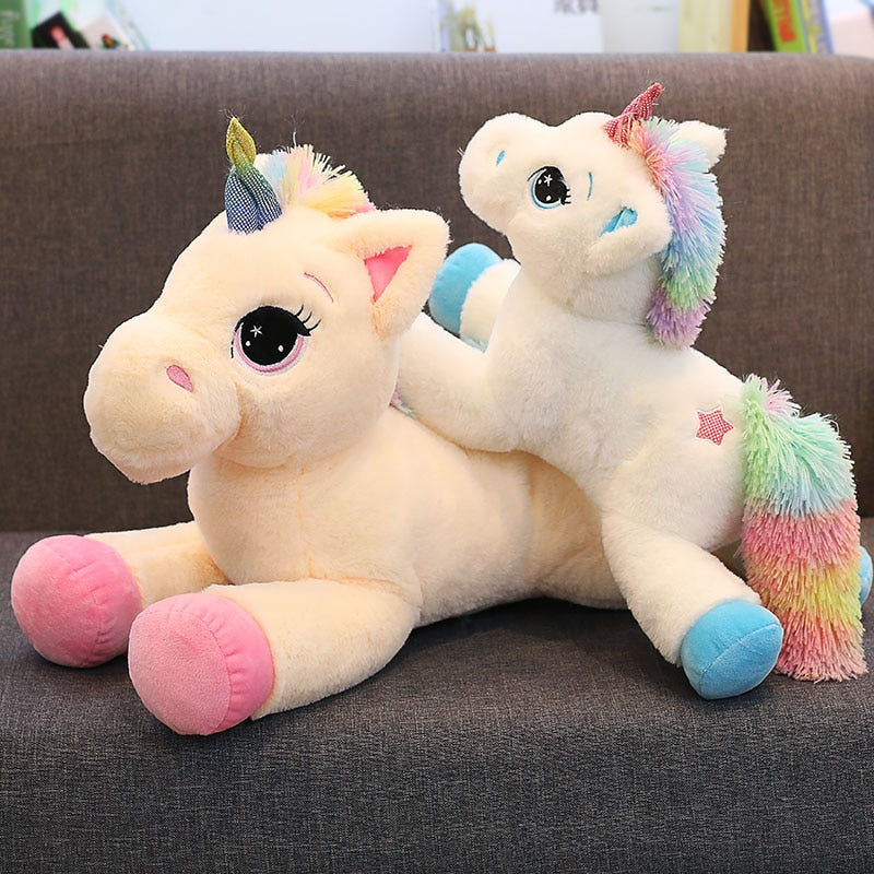 Rainbow Unicorn Fur Hair Plush Stuffed Toy Doll