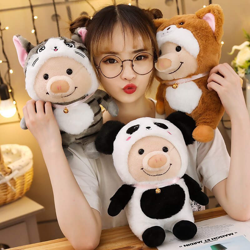 Cute Piggy Hoodie Turned Animal Plush Stuffed Doll Toy