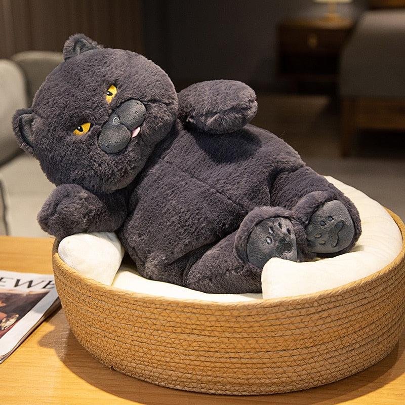 Cartoon Fat Angry Black Cat Soft Plush Stuffed Doll Toy