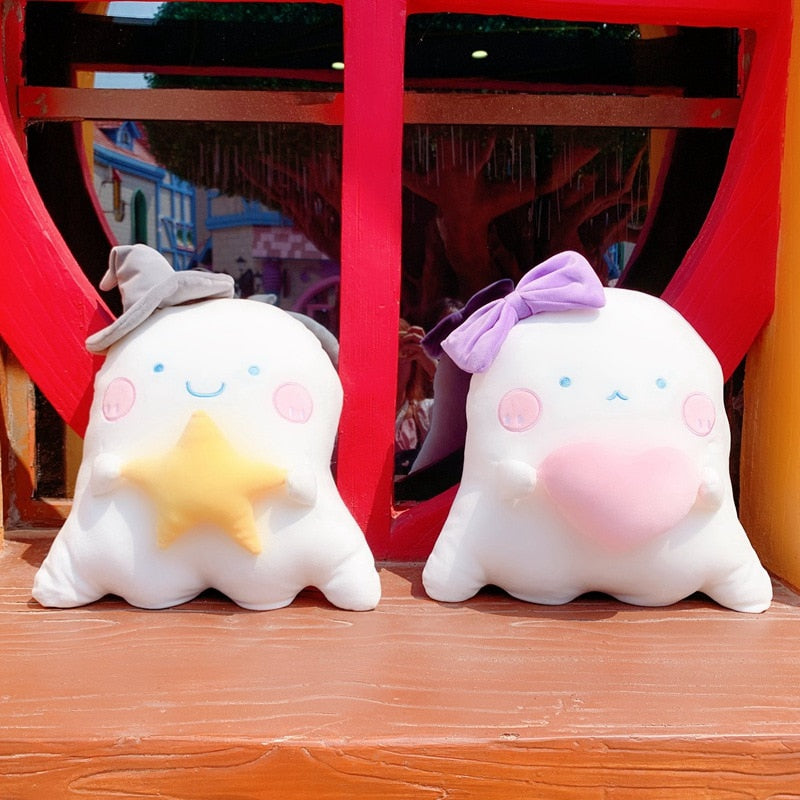 Cute Cartoon Ghost with Heart Star Plush Soft Stuffed Doll Cushion