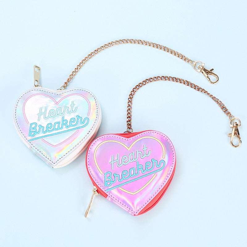 Chic Heart Shape Laser Hologram Wallet Coin Purse