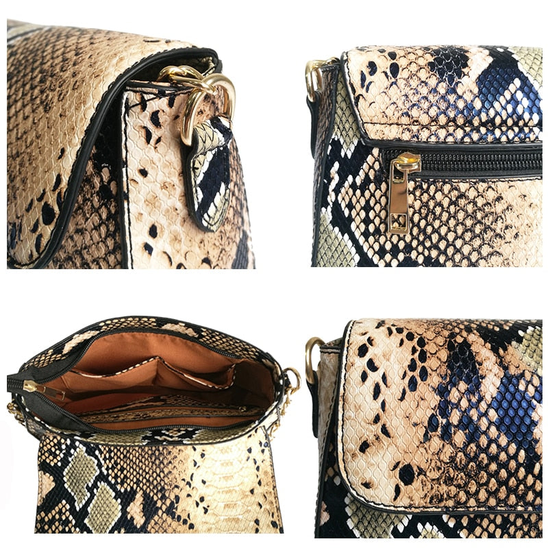 Snake Print Leather Women Small Purse Shoulder Bags