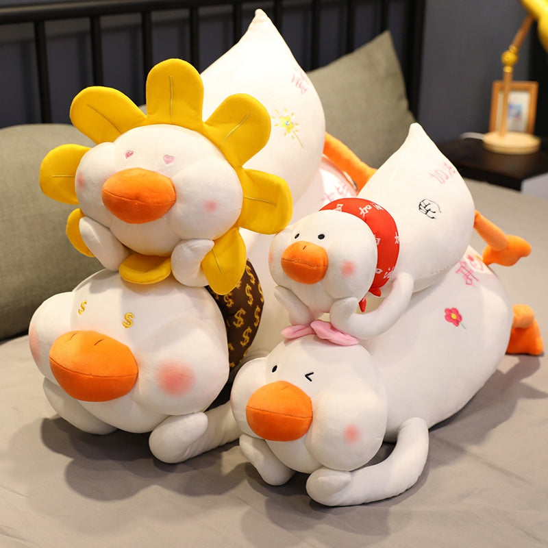 Super Cute Baby Duck Lying Plush Stuffed Doll Pillow Cushion Gifts