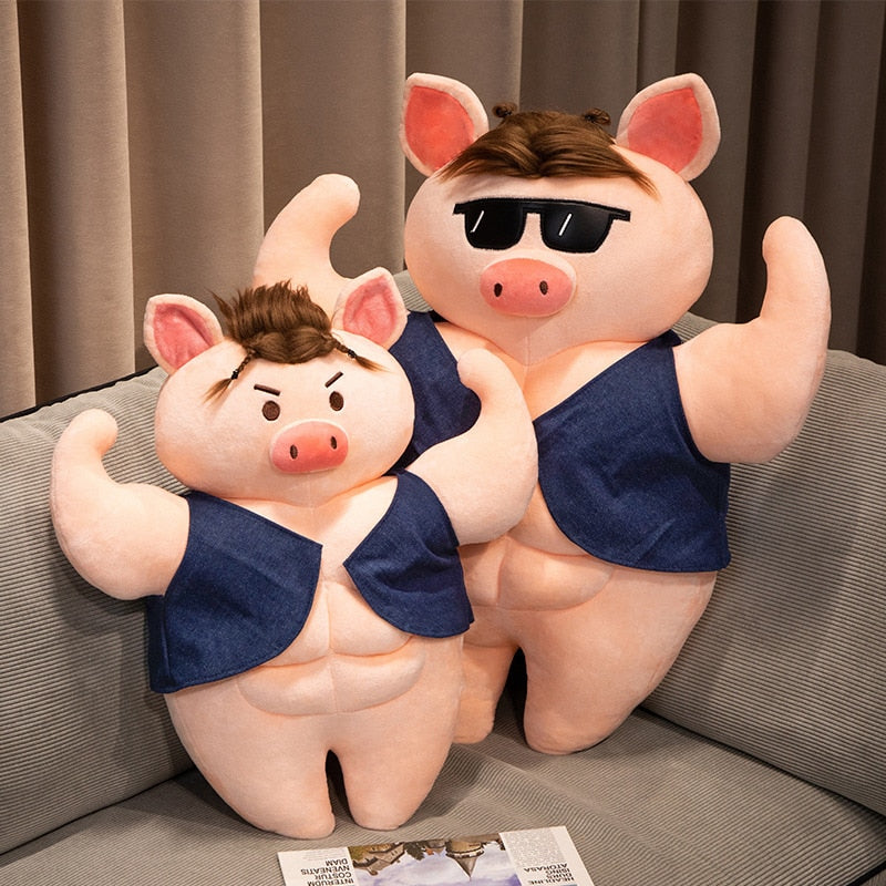 Cute Strong Fitness Muscle Pig Stuffed Plush Doll Birthday Gift
