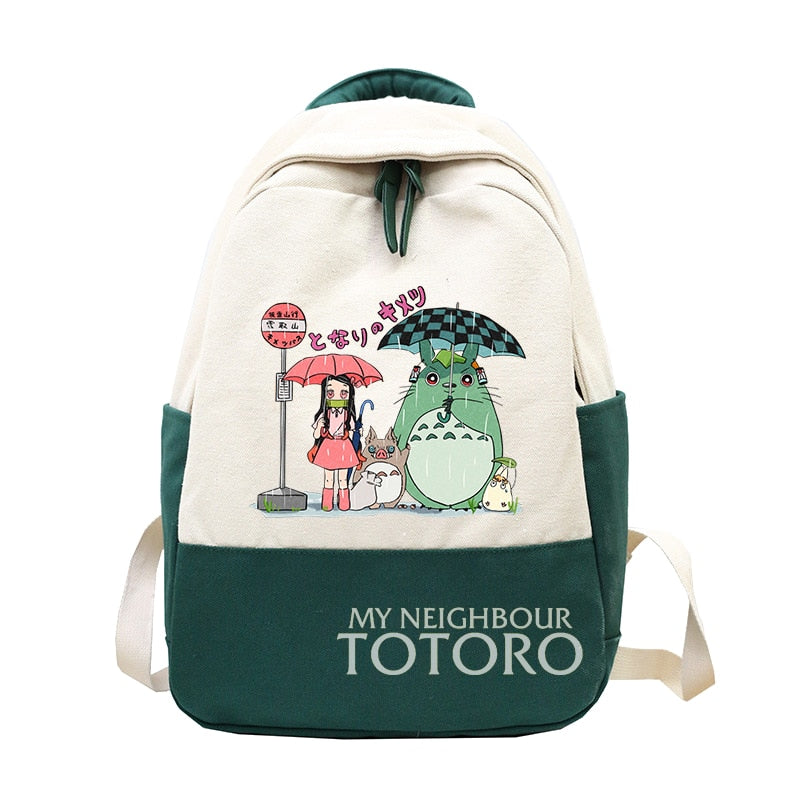 Anime Cartoon Totoro Canvas Backpack Shoulder School Bag
