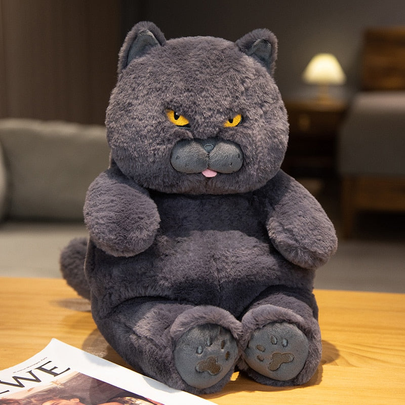Cartoon Fat Angry Black Cat Soft Plush Stuffed Doll Toy