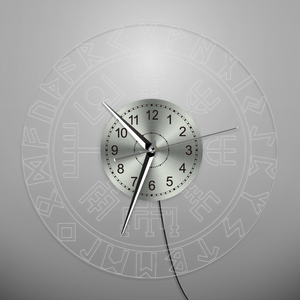 Luminous Viking Runes Acrylic Wall Clock with LED Light