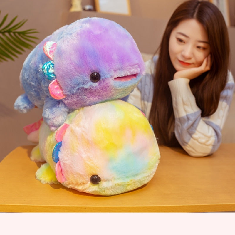 Rainbow Colour Axolotl Fish Cynops Dinosaur Stuffed Plushie Doll