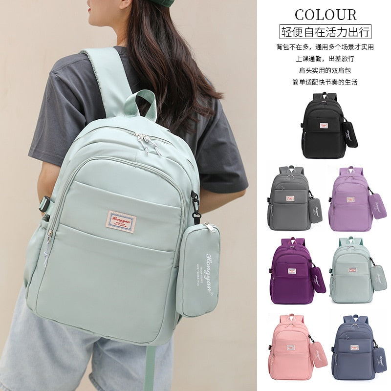 Multilayer Minimal Waterproof Nylon Students School Bag Backpacks