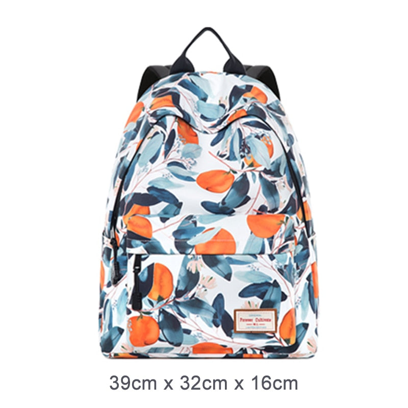 Beautiful Orange Tree Leaf Pattern 14 Inche Backpack School Bag