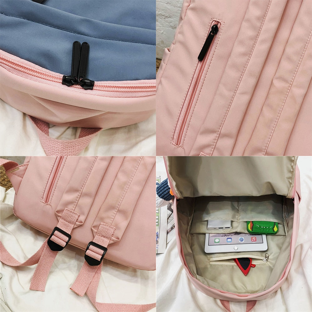 Cute Two-Tone Duck Doll Waterproof Nylon Multipockets Backpack School Bag