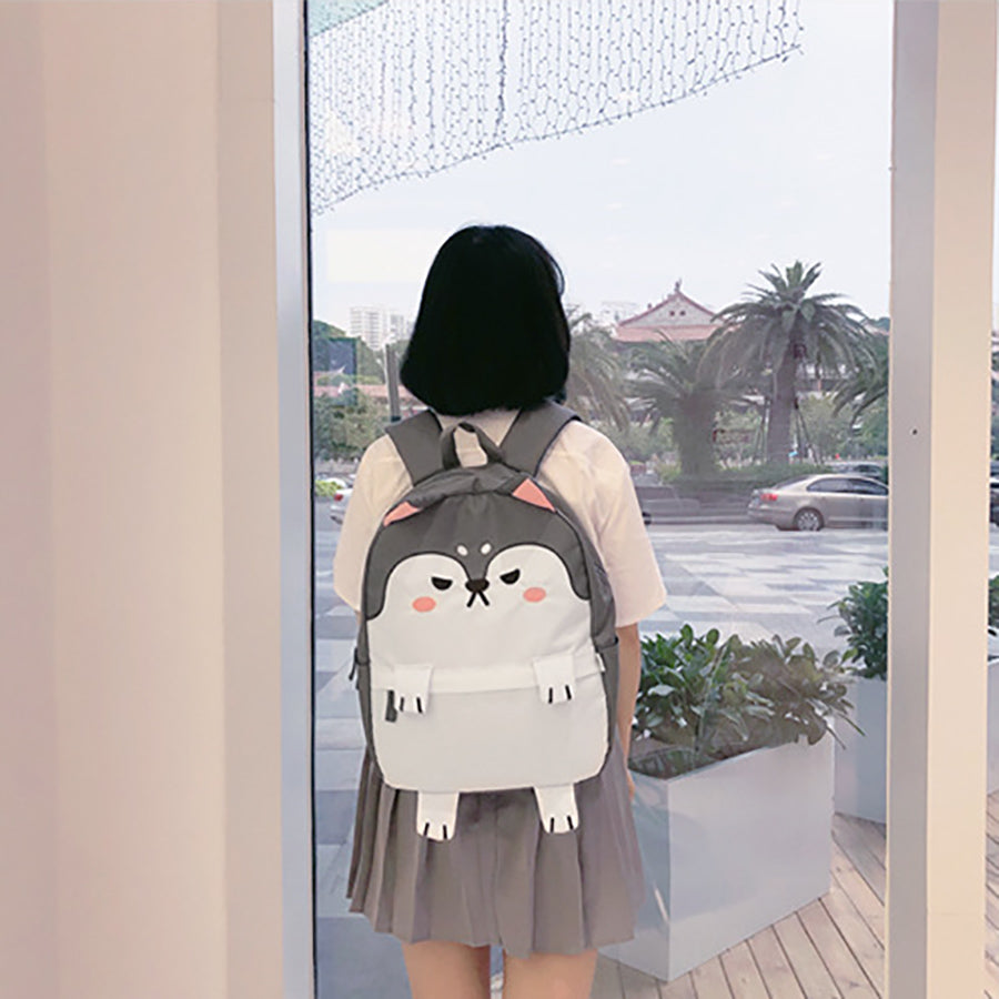 Cute Cartoon Dog Shiba Inu and Husky Oxford Backpack Bookbag